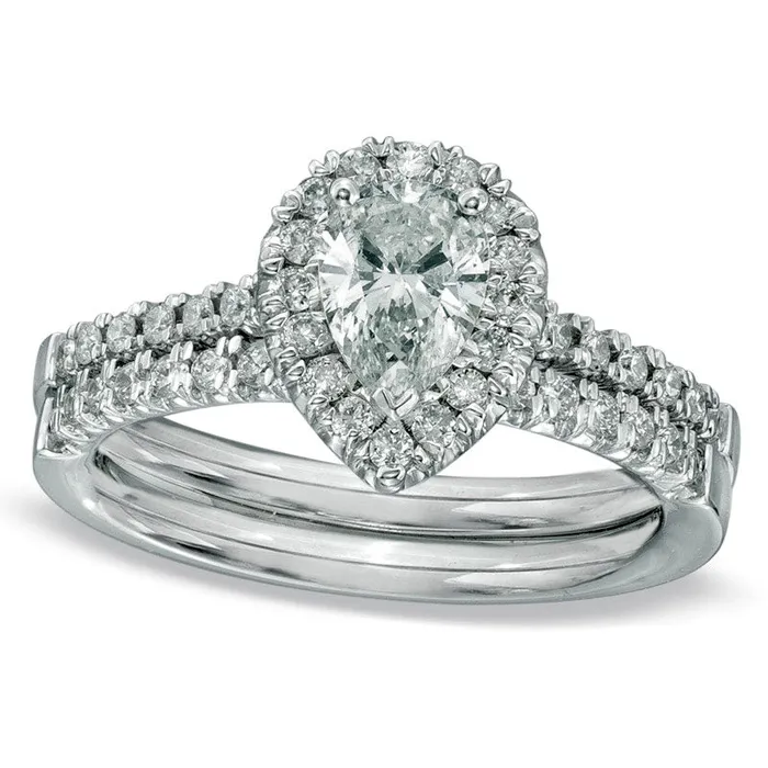 Rings Goldia 075 CT TW PearShaped Natural Diamond Frame Bridal Engagement Ring Set in Solid 14K White Gold Rings Goldia 075 CT TW PearShaped Natural Diamond Frame Bridal Engagement Ring Set in Solid 14K White Gold