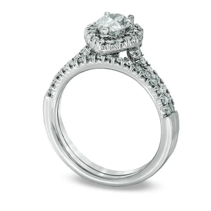 Rings Goldia 075 CT TW PearShaped Natural Diamond Frame Bridal Engagement Ring Set in Solid 14K White Gold Rings Goldia 075 CT TW PearShaped Natural Diamond Frame Bridal Engagement Ring Set in Solid 14K White Gold