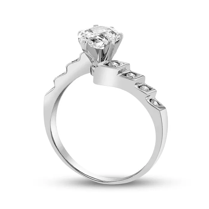 Rings Goldia 088 CT TW PearShaped Natural Diamond Bypass Engagement Ring in Solid 14K White Gold ISI2 Rings Goldia 088 CT TW PearShaped Natural Diamond Bypass Engagement Ring in Solid 14K White Gold ISI2