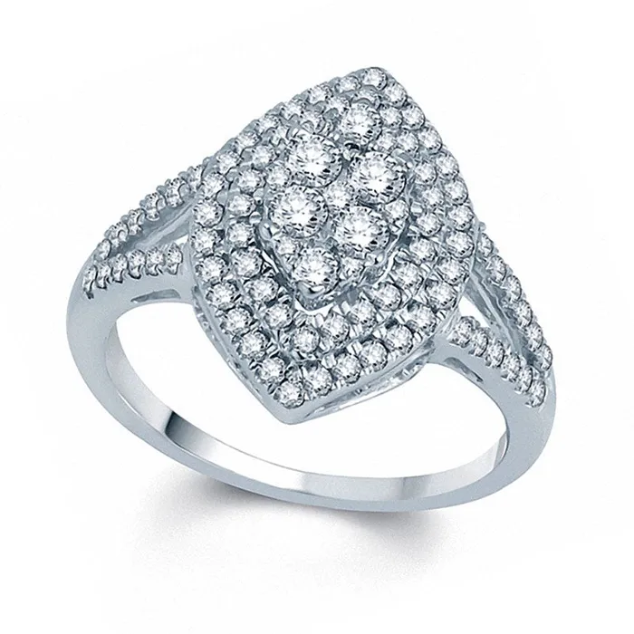 Rings Goldia 10 CT TW Composite Natural Diamond Marquise Double Frame Engagement Ring in Solid 10K White Gold Rings Goldia 10 CT TW Composite Natural Diamond Marquise Double Frame Engagement Ring in Solid 10K White Gold