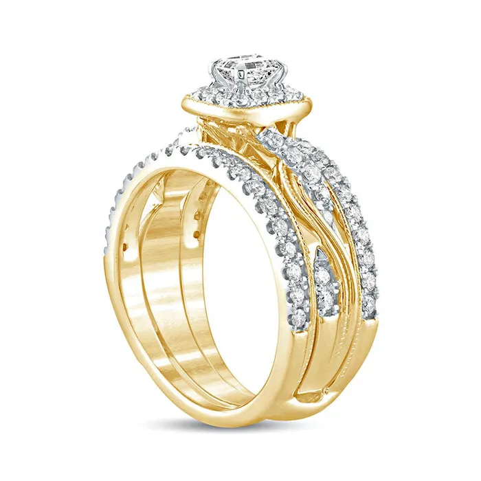 Rings Goldia 10 CT TW EmeraldCut Natural Diamond Frame Twist Shank Antique VintageStyle Bridal Engagement Ring Set in Solid 14K Gold Rings Goldia 10 CT TW EmeraldCut Natural Diamond Frame Twist Shank Antique VintageStyle Bridal Engagement Ring Set in Solid 14K Gold