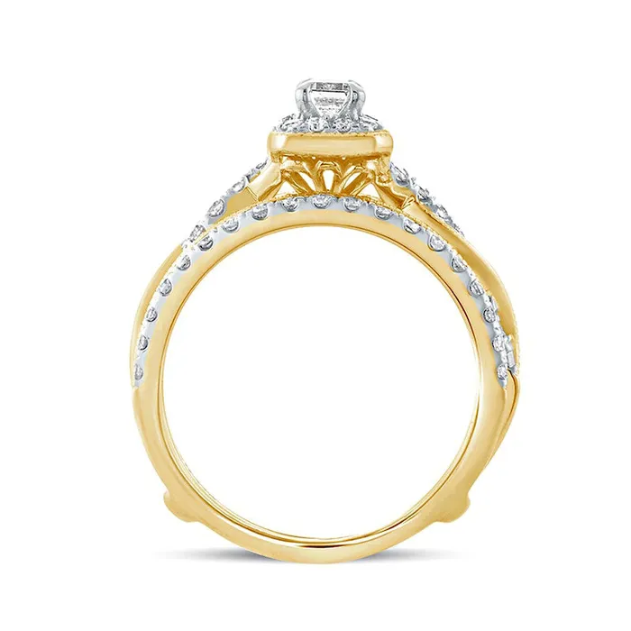 Rings Goldia 10 CT TW EmeraldCut Natural Diamond Frame Twist Shank Antique VintageStyle Bridal Engagement Ring Set in Solid 14K Gold Rings Goldia 10 CT TW EmeraldCut Natural Diamond Frame Twist Shank Antique VintageStyle Bridal Engagement Ring Set in Solid 14K Gold
