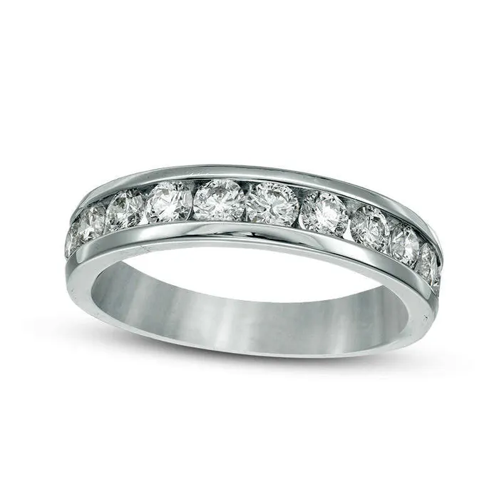 Rings Goldia 10 CT TW Natural Diamond Channel Band in Solid 14K White Gold Rings Goldia 10 CT TW Natural Diamond Channel Band in Solid 14K White Gold