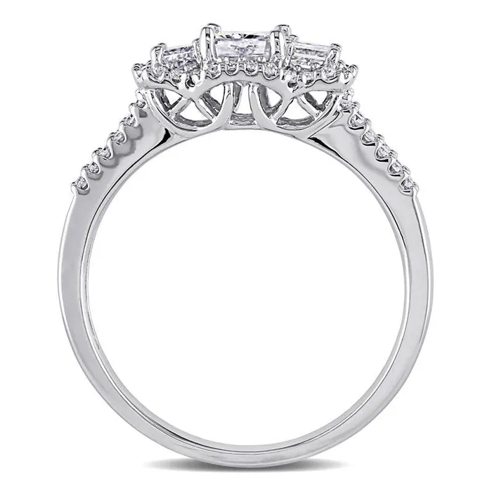 Rings Goldia 10 CT TW RadiantCut Natural Diamond Three Stone Frame Engagement Ring in Solid 14K White Gold Rings Goldia 10 CT TW RadiantCut Natural Diamond Three Stone Frame Engagement Ring in Solid 14K White Gold