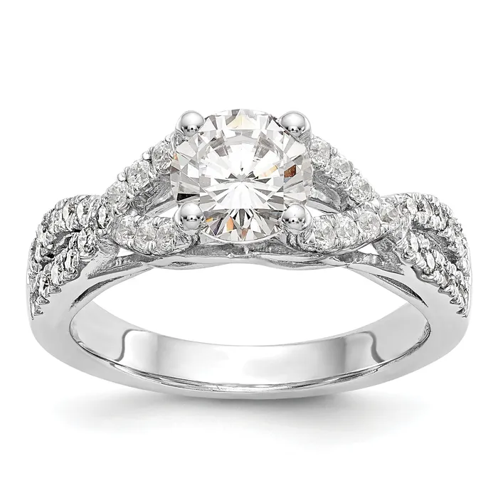 Rings Goldia 100ct CZ Solid Real 14k White Gold Round CrissCross Engagement Ring Rings Goldia 100ct CZ Solid Real 14k White Gold Round CrissCross Engagement Ring