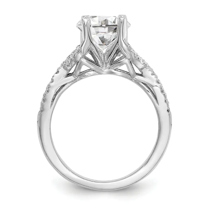 Rings Goldia 100ct CZ Solid Real 14k White Gold Round CrissCross Engagement Ring
