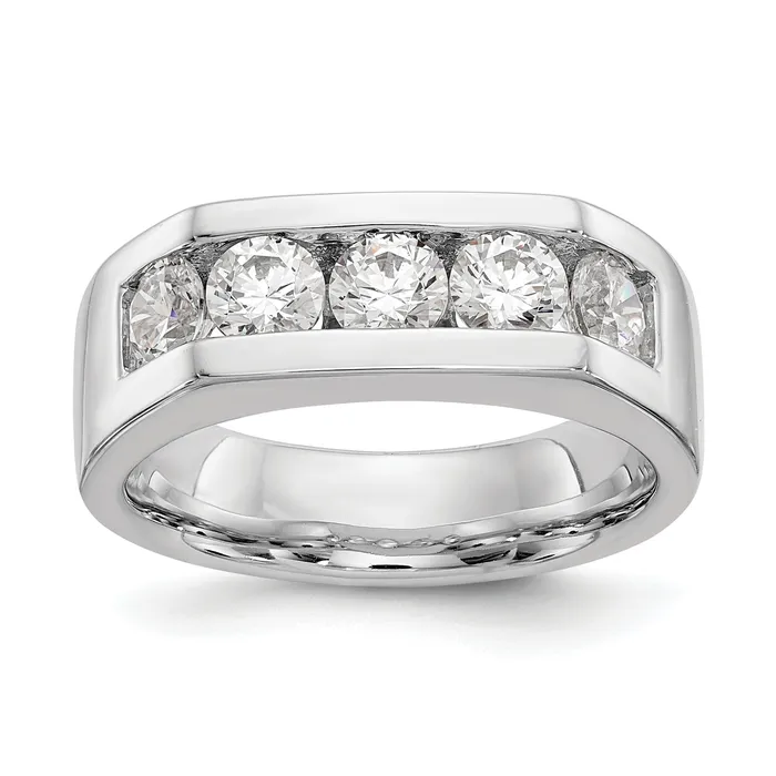 Rings Goldia 125ct CZ Solid Real 14K White Gold 5Stone Channel Wedding Band Ring Rings Goldia 125ct CZ Solid Real 14K White Gold 5Stone Channel Wedding Band Ring