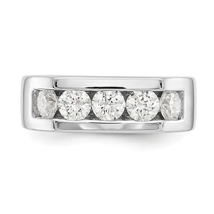 Rings Goldia 125ct CZ Solid Real 14K White Gold 5Stone Channel Wedding Band Ring