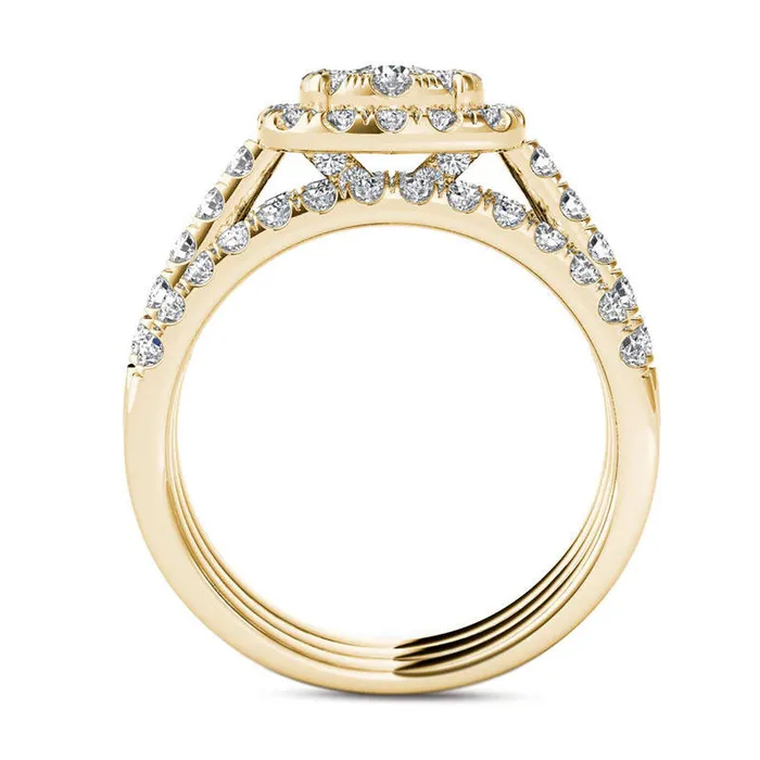 Rings Goldia 15 CT TW Composite Natural Diamond Frame Three Piece Bridal Engagement Ring Set in Solid 14K Gold Rings Goldia 15 CT TW Composite Natural Diamond Frame Three Piece Bridal Engagement Ring Set in Solid 14K Gold