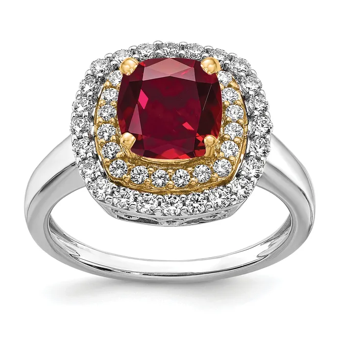 Rings Goldia 14k TwoTone 12 Ct Lab Grown Diamond VSSI G and Lab Created Ruby Fashion Ring Rings Goldia 14k TwoTone 12 Ct Lab Grown Diamond VSSI G and Lab Created Ruby Fashion Ring