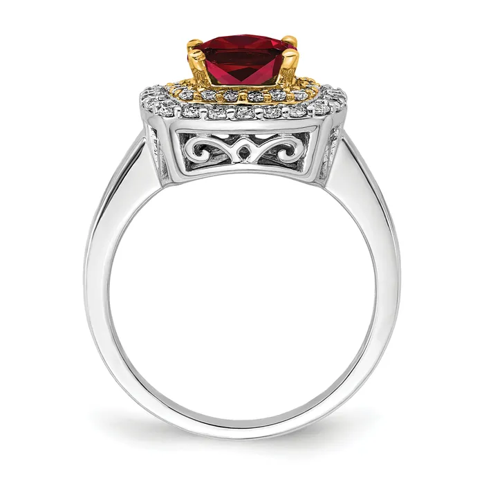 Rings Goldia 14k TwoTone 12 Ct Lab Grown Diamond VSSI G and Lab Created Ruby Fashion Ring