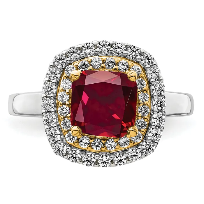 Rings Goldia 14k TwoTone 12 Ct Lab Grown Diamond VSSI G and Lab Created Ruby Fashion Ring
