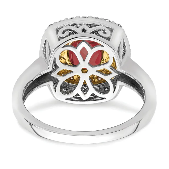 Rings Goldia 14k TwoTone 12 Ct Lab Grown Diamond VSSI G and Lab Created Ruby Fashion Ring