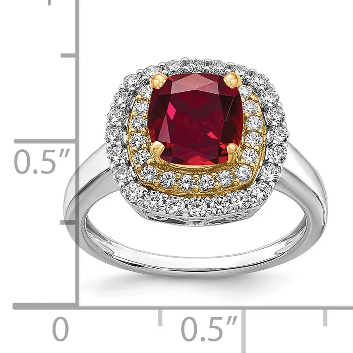Rings Goldia 14k TwoTone 12 Ct Lab Grown Diamond VSSI G and Lab Created Ruby Fashion Ring