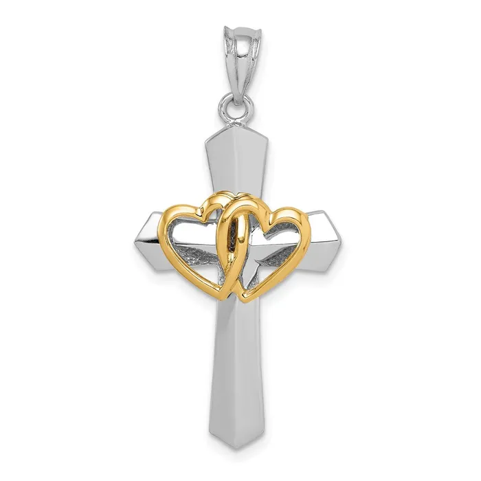 Rings Goldia 14k Twotone Gold Cross wHearts Pendant