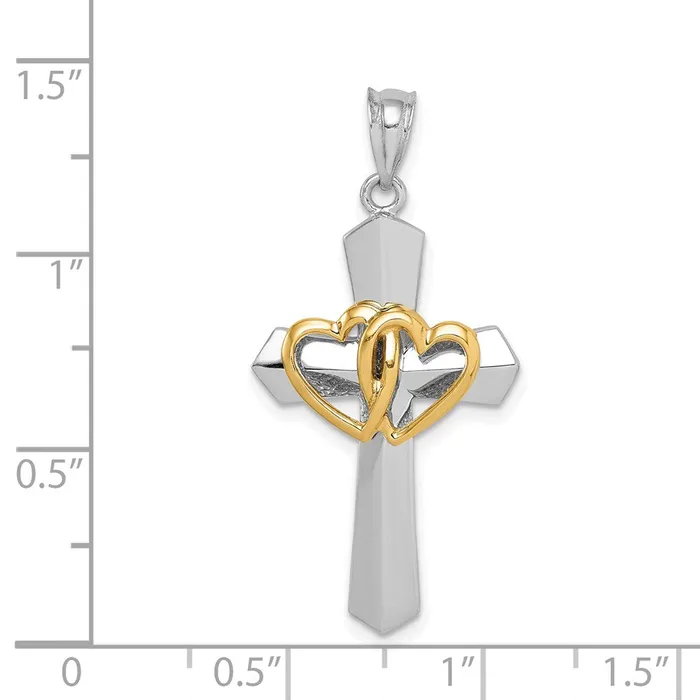 Rings Goldia 14k Twotone Gold Cross wHearts Pendant