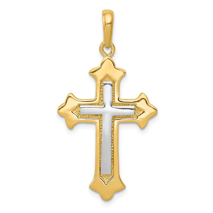 Rings Goldia 14k Twotone Gold Fleur De Lis Cross Pendant