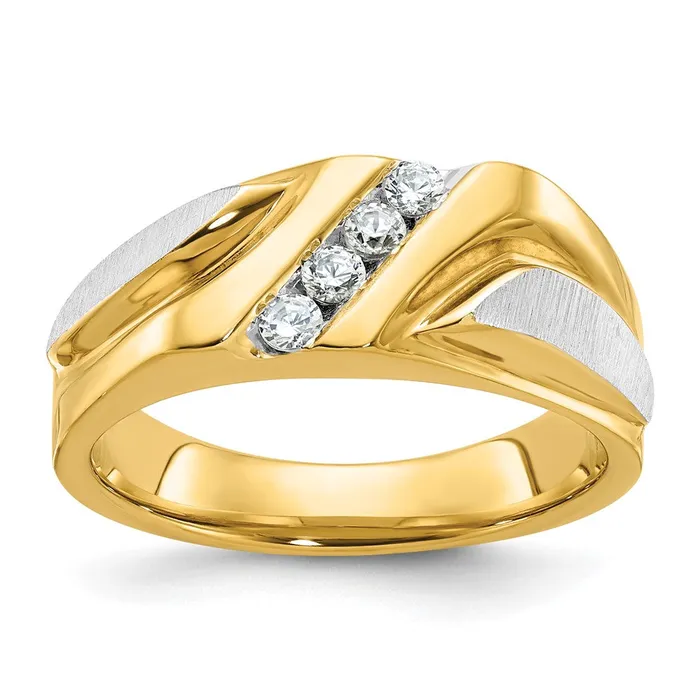 Rings Goldia 14k Twotone Gold Mens Polished and Satin 14 carat Diamond Complete Ring Rings Goldia 14k Twotone Gold Mens Polished and Satin 14 carat Diamond Complete Ring