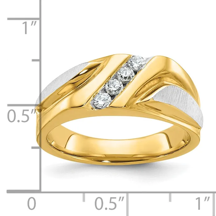 Rings Goldia 14k Twotone Gold Mens Polished and Satin 14 carat Diamond Complete Ring
