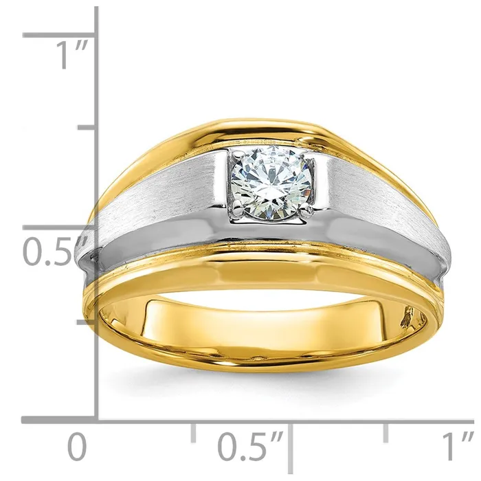 Rings Goldia 14k Twotone Gold Mens Polished and Satin 38 carat Diamond Complete Ring