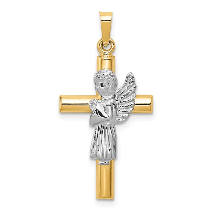 Rings Goldia 14k Twotone Gold Twotone Gold Angel and Cross Pendant