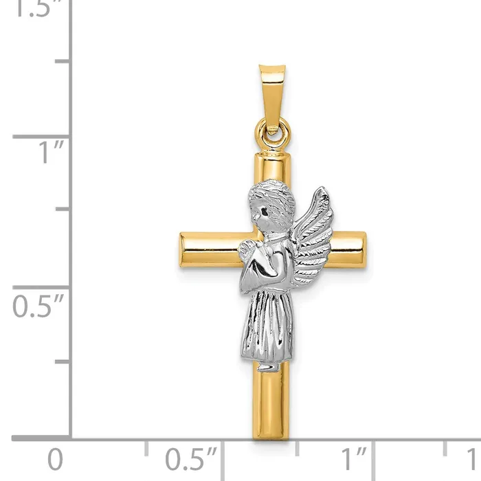 Rings Goldia 14k Twotone Gold Twotone Gold Angel and Cross Pendant