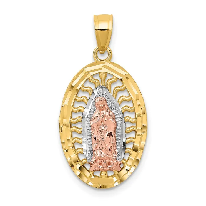 Rings Goldia 14k Twotone Gold wWhite Rhodium DC Lady of Guadalupe Charm