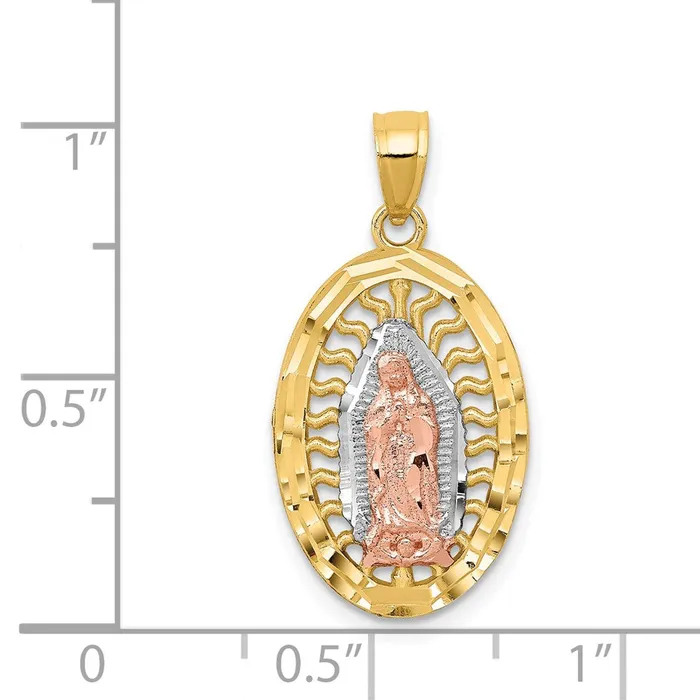Rings Goldia 14k Twotone Gold wWhite Rhodium DC Lady of Guadalupe Charm
