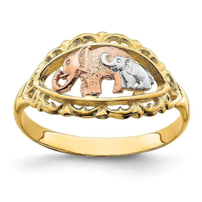 Rings Goldia 14k TwoTone Gold wWhite Rhodium Two Elephants Ring