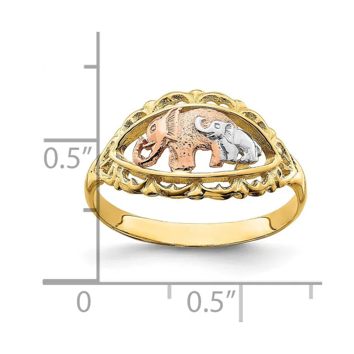 Rings Goldia 14k TwoTone Gold wWhite Rhodium Two Elephants Ring