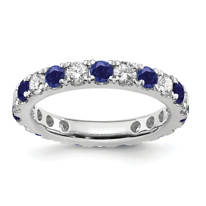 Rings Goldia 14k White Gold 1 15 Ct Lab Grown Diamond VSSI G and Lab Created Blue Sapphire Eternity Band Ring Rings Goldia 14k White Gold 1 15 Ct Lab Grown Diamond VSSI G and Lab Created Blue Sapphire Eternity Band Ring
