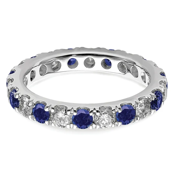 Rings Goldia 14k White Gold 1 15 Ct Lab Grown Diamond VSSI G and Lab Created Blue Sapphire Eternity Band Ring