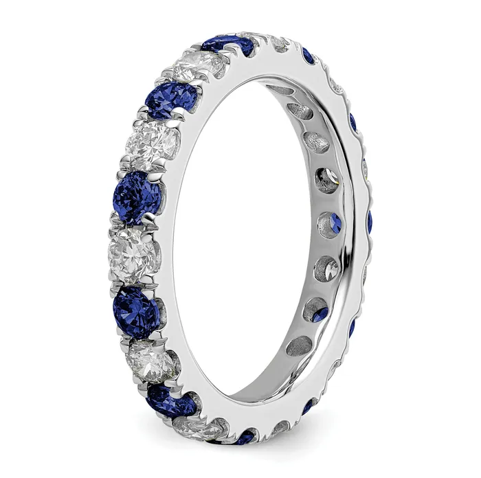Rings Goldia 14k White Gold 1 15 Ct Lab Grown Diamond VSSI G and Lab Created Blue Sapphire Eternity Band Ring