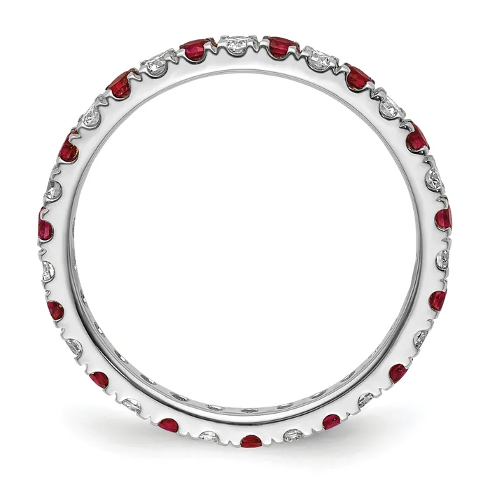 Rings Goldia 14k White Gold 12 Ct Lab Grown Diamond VSSI G and Lab Created Ruby Eternity Band Ring