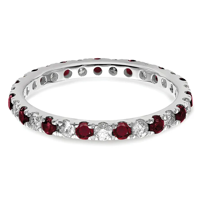 Rings Goldia 14k White Gold 12 Ct Lab Grown Diamond VSSI G and Lab Created Ruby Eternity Band Ring