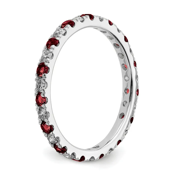 Rings Goldia 14k White Gold 12 Ct Lab Grown Diamond VSSI G and Lab Created Ruby Eternity Band Ring