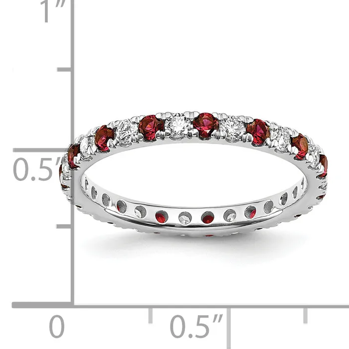 Rings Goldia 14k White Gold 12 Ct Lab Grown Diamond VSSI G and Lab Created Ruby Eternity Band Ring