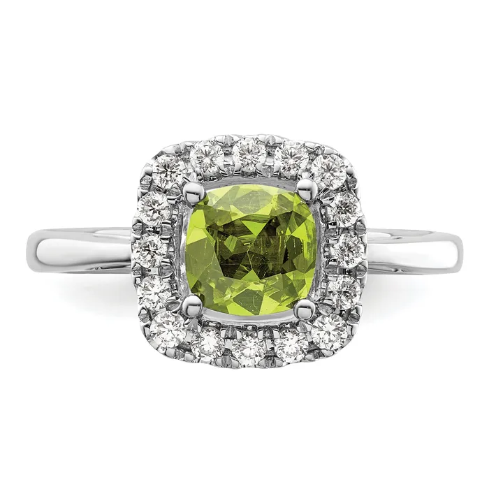 Rings Goldia 14k White Gold 14 Ct Lab Grown Diamond VSSI G August Birthstone Peridot Halo Ring