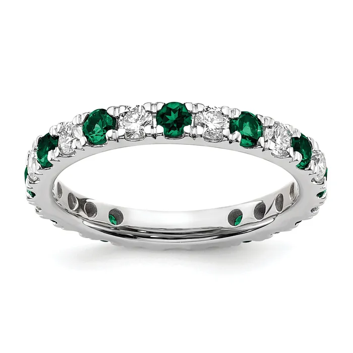 Rings Goldia 14k White Gold 38 Ct Lab Grown Diamond VSSI G and Lab Created Emerald Eternity Band Ring