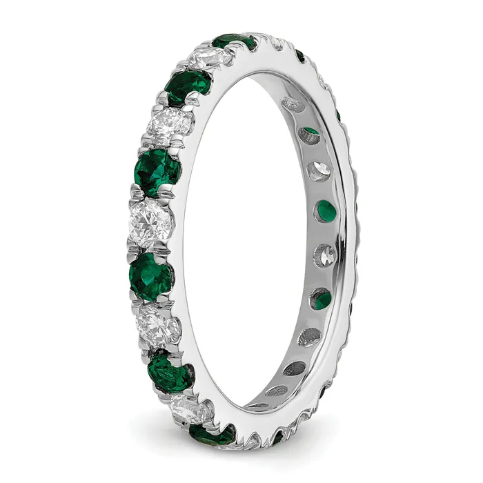 Rings Goldia 14k White Gold 38 Ct Lab Grown Diamond VSSI G and Lab Created Emerald Eternity Band Ring