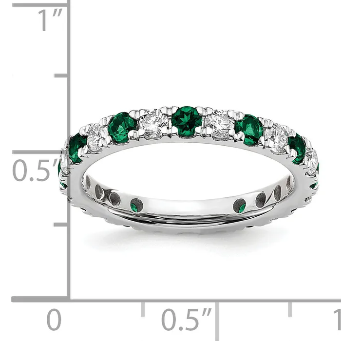 Rings Goldia 14k White Gold 38 Ct Lab Grown Diamond VSSI G and Lab Created Emerald Eternity Band Ring