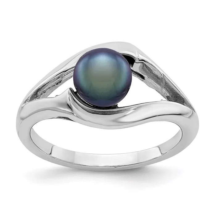 Rings Goldia 14k White Gold 6mm Black FW Cultured Pearl ring