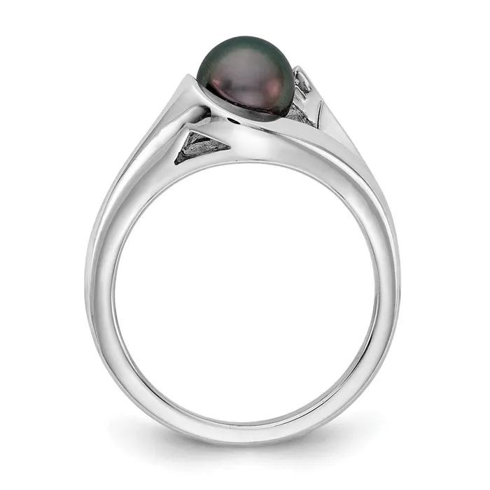 Rings Goldia 14k White Gold 6mm Black FW Cultured Pearl ring