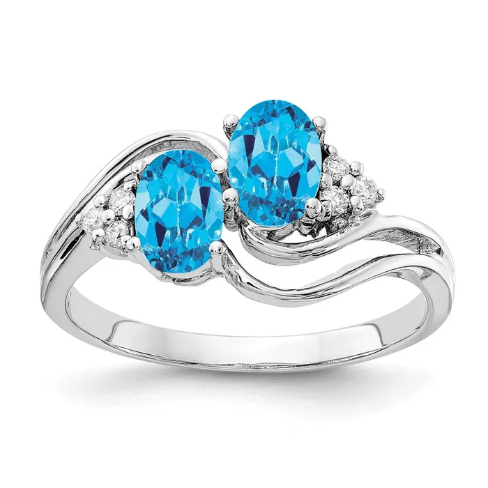 Rings Goldia 14k White Gold 6x4mm Oval Blue Topaz VS Diamond ring