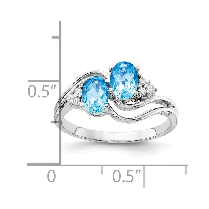 Rings Goldia 14k White Gold 6x4mm Oval Blue Topaz VS Diamond ring