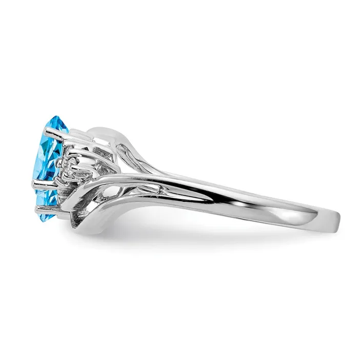 Rings Goldia 14k White Gold 6x4mm Oval Blue Topaz VS Diamond ring