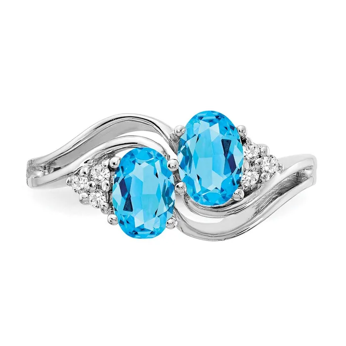 Rings Goldia 14k White Gold 6x4mm Oval Blue Topaz VS Diamond ring