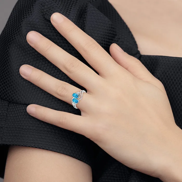 Rings Goldia 14k White Gold 6x4mm Oval Blue Topaz VS Diamond ring