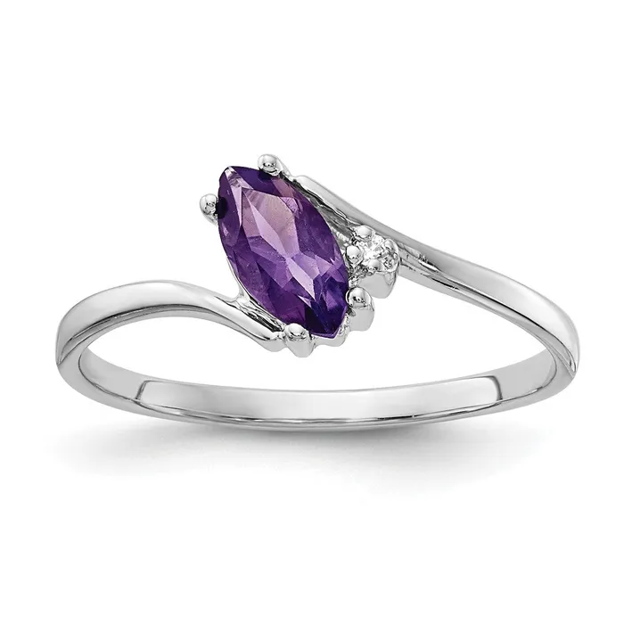Rings Goldia 14k White Gold 7x35mm Marquise Amethyst AAA Diamond ring