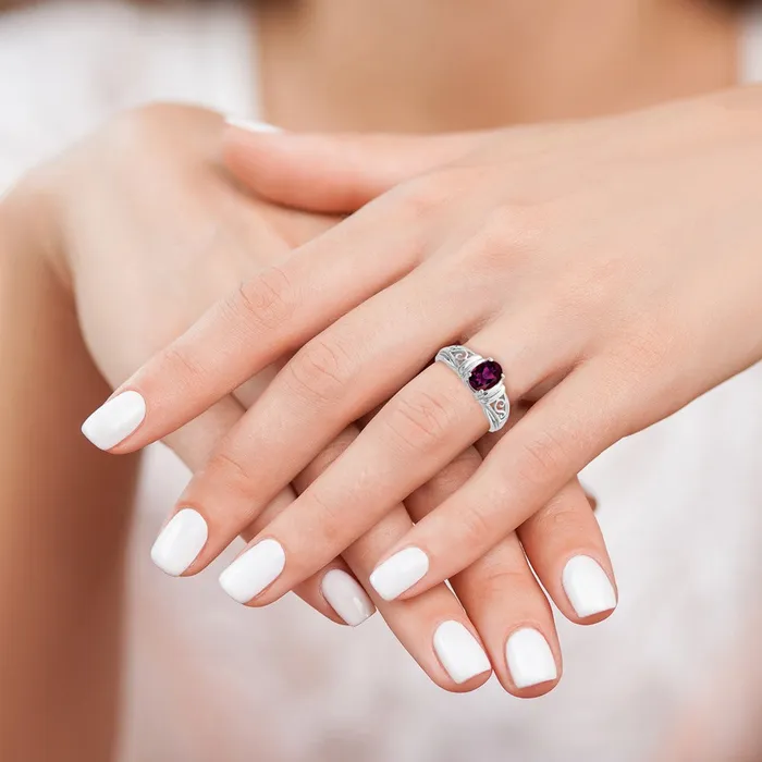 Rings Goldia 14k White Gold 7x5mm Oval Rhodolite Garnet ring